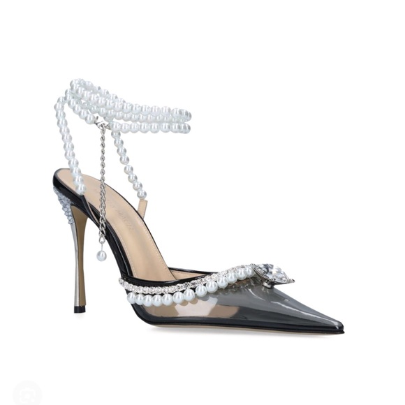 NEW Mach & Mach Diamond of Elizabeth Embellished PVC Black 110mm - Picture 3 of 9